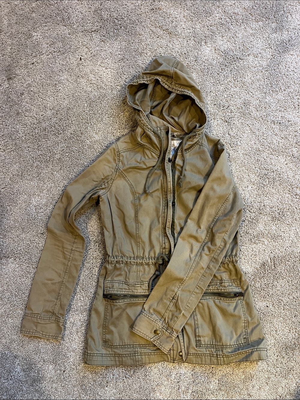 Hollister Olive Green Hooded Utility Jacket
